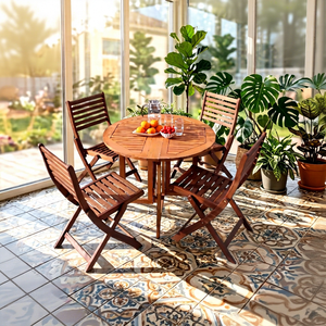 Juego de Muebles LEO de Madera Maciza Duradera de Alta Calidad, Diseño Contemporáneo, Tamaños Personalizables, para Restaurantes, Cafeterías, Hoteles y Jardines - Product Image 1