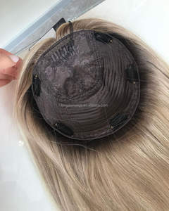 Topkwaliteit Europees mensenhaar ombre blond zijden top haarstukje Joods topper handgeknoopt zijden basis toupet voor vrouwen met haaruitval - Product Image 6