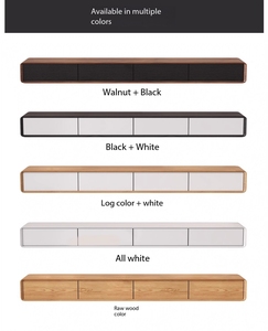Ensemble Moderne <span class=keywords><strong>Meuble</strong></span> TV et Table Basse en Bois Massif pour Salon, <span class=keywords><strong>Meuble</strong></span> TV sur Pied en Bois avec Rangement Multi-<span class=keywords><strong>Tiroirs</strong></span> - Product Image 4