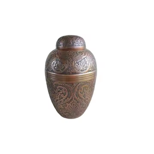 Urna de cremación para adultos con diseño de estampado de flores nuevo hecho a mano único de alta calidad, suministros funerarios de acero/aluminio de Metal verde - Product Image 6