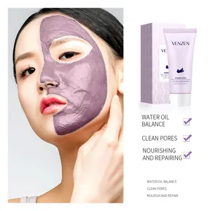 OEM VENZEN Label Pribadi Perawatan Kulit Ragi Terong Masker Lumpur Pemutih Perawatan Wajah Bersih Pelembab Herbal Masker Lumpur Wajah Alami