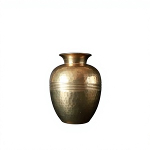 Jarrón de Flores Estilo Boho, Decoración de Mesa, Jarrones de Latón Hechos a Mano, Color Dorado, Diseño Vintage, Maceta para Plantas Artificiales - Product Image 1