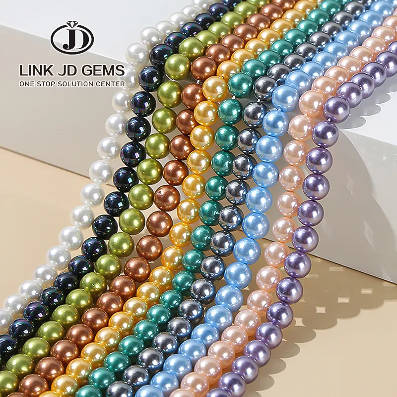 Wholesale 2-20MM 7A Natural Shell Pearl Outside Plated White Beads Round Loose Spacer Beads for Jewelry Making