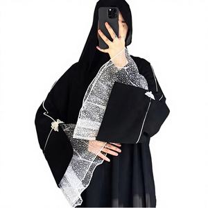 Nuevo Vestido Musulmán Mexizo para Ramadán, Talla Grande, Elegante, de Encaje Nida Negro, Abaya Cerrada, Transpirable, Estilo Dubái - Product Image 4
