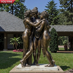 YOUFINE Escultura de Bronce de Tres Chicas, Estatua Clásica de Figura Femenina para Decoración de Jardín o Parque al Aire Libre - Product Image 3