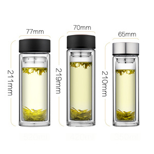 Seaygift-infusor de té de vidrio personalizado, botella de agua al vacío de doble pared, termo al vacío, botella de agua caliente de té con burbujas aisladas - Product Image 3