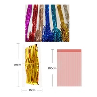 Dekorasi Pesta Pernikahan 1*2m merah biru hitam metalik perak sampanye emas Foil hujan pinggiran tirai Tinsel latar belakang