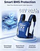 Batería de Litio Universal de Alta Capacidad y Larga Duración de 48V 20Ah para Herramientas Eléctricas de Jardinería, 960W