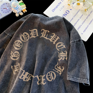 Maglietta con Logo personalizzato T-Shirt Vintage in bianco in cotone con pietra lavata con stampa da uomo con maglietta lavata con acido - Product Image 2