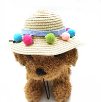 Chapeau de paille réglable pour fête hawaïenne, mini sombrero, chapeau de paille pour chien, chapeau de plage pour le soleil