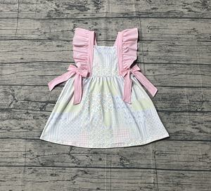 Vestido de Verano para Niña GSD3513, Personalizado, con Flores Azules, Sin Mangas, Transpirable, Lavable, Hasta la Rodilla, ODM, Venta al por Mayor para Niños - Product Image 1