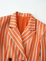Blazer femme 2026, nouvelle veste de costume décontractée à rayures et revers effilochés, style rétro, à manches longues