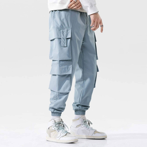 Mens Multi <b>Pocket</b> Mid Waist Cargo Pants Outdoor Utility Casual Cotton Straight Leg Quick Dry Breathable <b>Trousers</b> - Product Image 3