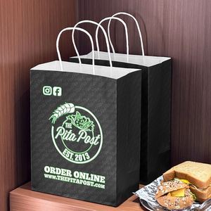 Bolsa de Papel Kraft Negra Personalizada, Ecológica, Biodegradable y Reciclable para Alimentos, Shawarma, Burritos, Crepas, Pan Pita - Product Image 3