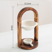 Brûleur d'arômes en bambou pour huiles essentielles, diffuseur d'arômes en céramique, brûleur d'huiles essentielles fond plus chaud pour la méditation, le yoga