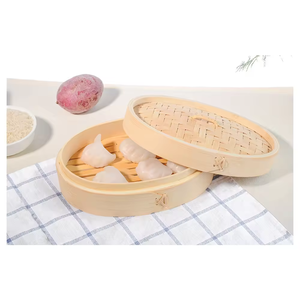 Ensemble de cuiseur vapeur en bambou écologique pour la cuisine traditionnelle chinoise, logo personnalisé pour les cuisinières à gaz et à induction, 14 cm/24 cm, personnalisé - Product Image 4