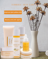 Kit de Soins Visage Bio Végétalien au Curcuma Marque Blanche OEM pour l'Élimination des Rides, l'Éclaircissement des Taches Brunes, l'Anti-Acné, l'Anti-Oxydation et le Resserrement des Pores
