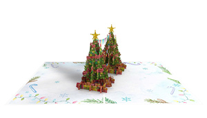 Decorative 3D Pop up Christmas & Birthday Greeting Card with Holiday Tree <b>Gift</b> <b>Box</b> and Bunting Flags Handmade Keepsake - Product Image 2