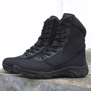High Quality Camping Waterproof Rubber Leather Boots Tactical Men Desert Jungle Safety Shoes