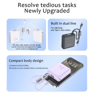 Personalized High Capacity Portable Charger PD 22.5W Power Bank 10000mah <b>Mini</b> Power Bank With Built-in <b>Cable</b> Power Bank 10000 - Product Image 3