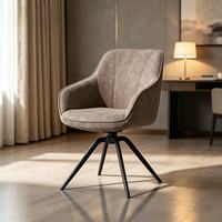 Chaise de salle à manger contemporaine en tissu rembourré avec accoudoirs ailés, design cousu, pieds en métal pour la maison, le bureau, la salle à manger, la villa, la maison d'hôtes