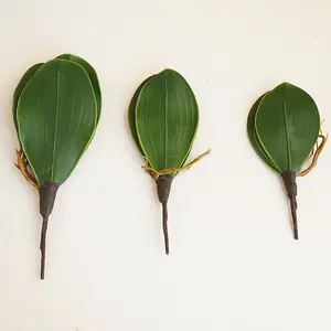 緑の植物花人工蝶蘭の葉プラスチックカートンボックスシルク人工美しいカラフルな7-15営業日