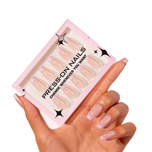 <span class=keywords><strong>Uñas</strong></span> Postizas Francesas <span class=keywords><strong>Cortas</strong></span> en Forma de Trapecio, Color Rosa Perlado Brillante, Acrílico de Alta Calidad, Cobertura Completa, Pre-diseñadas - Product Image 5