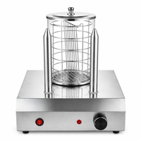 Cuiseur vapeur commercial pour saucisses, chauffe-hot-dogs en acier inoxydable, 2 barres chauffantes avec couvercle en verre et grille en fil métallique, thermostat 30-85°C