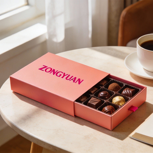 Boîte à tiroir d'emballage de chocolat imprimée en forme personnalisée résistante à la graisse pour <span class=keywords><strong>boutique</strong></span> de cadeaux gastronomiques, bonbons, fête d'anniversaire, anniversaire - Product Image 2