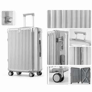 Valigia Rigida in ABS+PC con Manico in Tessuto Argento, Portabicchieri, Gancio Frontale, Serratura TSA, Ruote Girevoli, OEM ODM Ingrosso - Product Image 3