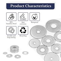 304 Stainless Steel Flat Washers Assortment M3-M12 Sizes Glossy Finish Metric Bolts & Screws Kit