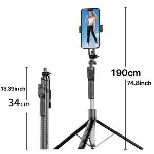 Bastone Selfie da 192 cm con Treppiede e Luce, Telecomando Ricaricabile per iPhone e Android, Ideale per Vlogging, Live Streaming e Scatti Fotografici - Product Image 2