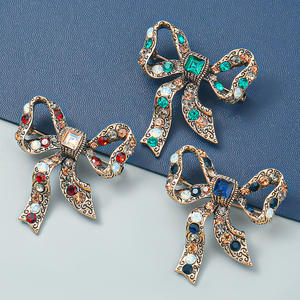 新作リボンダイヤモンドブローチファッション宴会ドレスアクセサリー絶妙なダイヤモンドブローチ高品質レディースジュエリー - Product Image 2