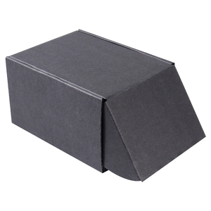 קופסת קרטון גלי קטנה שחורה מלכותית בהתאמה אישית עם לוגו, מתקפלת, עם ריפוד ספוג, הטבעה נוצצת, לאריזת מתנות למשלוח בדואר - Product Image 2