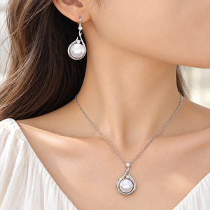 <b>Pearl</b> <b>Earrings</b> <b>and</b> <b>Necklace</b> <b>Set</b> for Women Simple Round Bead Design Daily Wear Accessories - Product Image 2