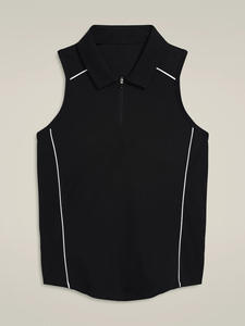 Ladyglow ชุดเล่นเทนนิสสำหรับผู้หญิงชุดออกกำลังกายเล่นกีฬาพร้อมซิปเสื้อกล้ามเล่นโยคะแขนกุดดีไซน์เซ็กซี่สีทึบ - Product Image 5