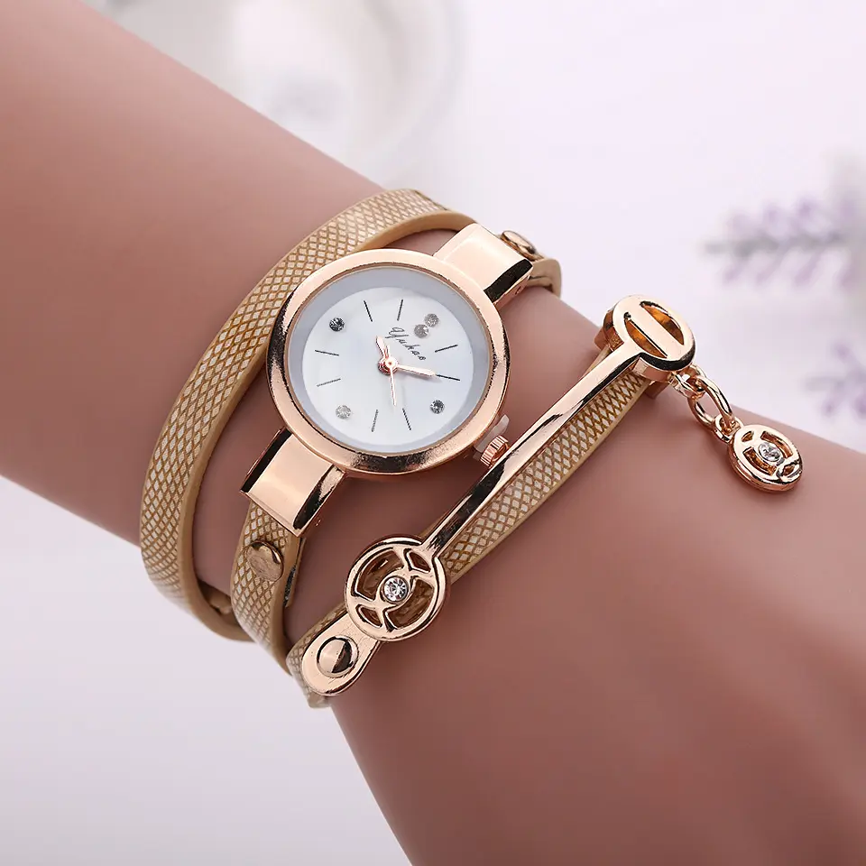 wholesale Leather ladies wristwatch wrist bracelet ladies watches luxury winding Quartz watches for women