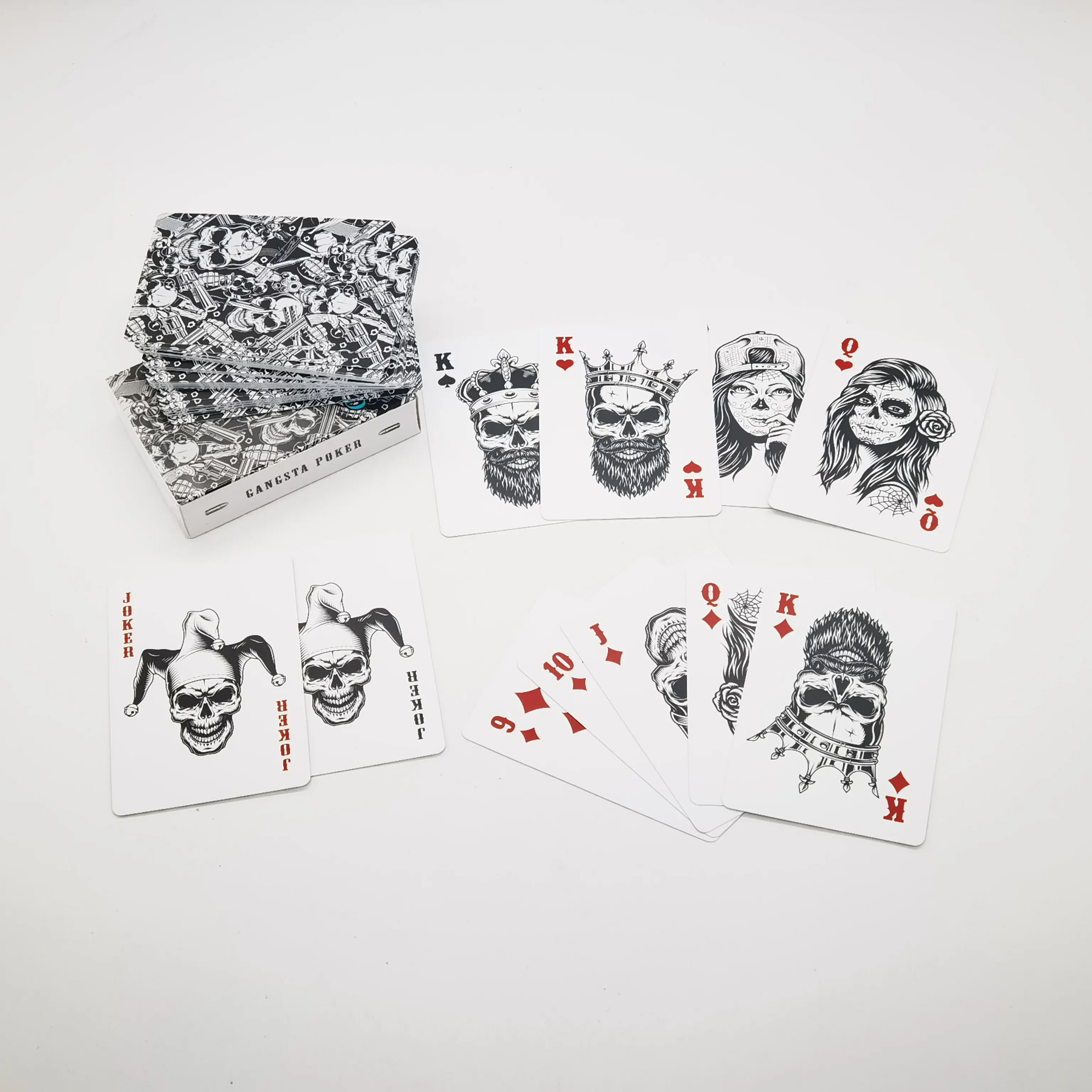 Personalizado 57*87mm Magic Casino negro papel de impresión publicidad juego de póquer Texas póquer naipes Gangsta Tarjeta de póquer