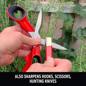 Portable Knife <b>Sharpener</b> Stainless Steel Manual Abrasive Wheel Three Sided For Kitchen Garden <b>Tools</b> Red - Product Image 3