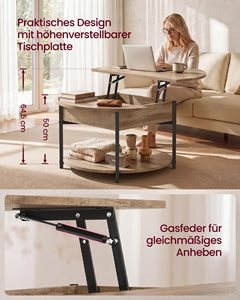 Table console ronde en bois moderne SENYU avec étagère de rangement et plateau réglable pour le mobilier de salon - Product Image 4