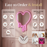 Enseigne lumineuse LED néon personnalisée en PVC en forme de cœur pour décoration murale de chambre, salle de beauté, salon, décoration intérieure