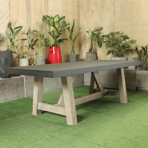 Mesa de Comedor Rectangular Moderna con Patas de Madera y Cubierta de Piedra Sinterizada, Diseño Industrial, Mueble Estable para el Hogar, Uso en Exteriores - Product Image 1