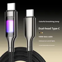 Cable USB Retráctil de Nailon y Aleación de Aluminio con Luz LED Perforada, Carga Rápida de 100W, para Cámara y Computadora