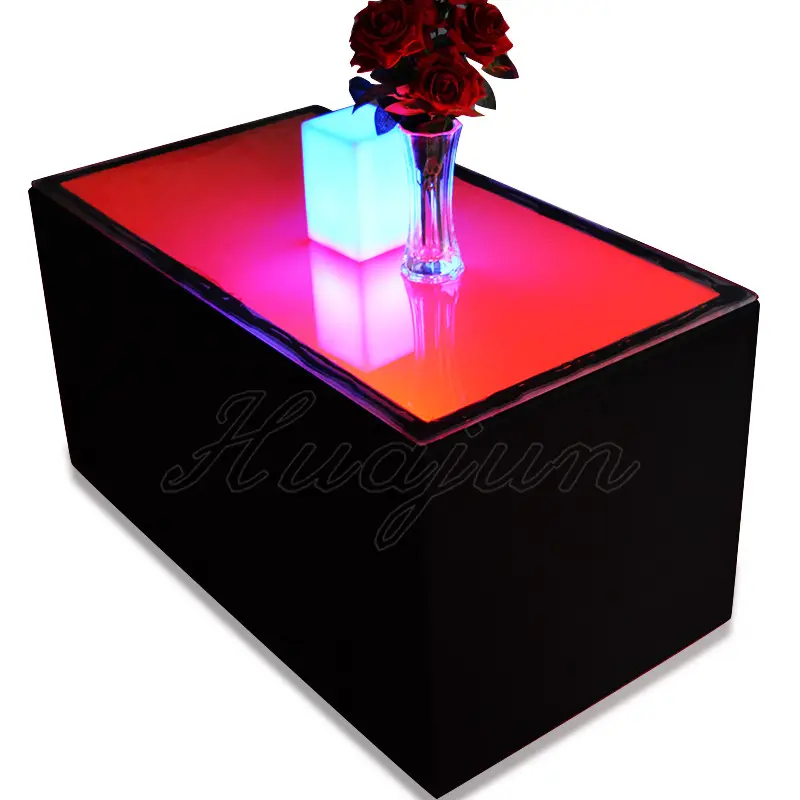 Nueva Mesa Redonda muebles LED novedad mesa de barra brillante, mesa de barra de vidrio led