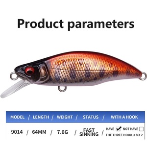 Señuelo de pececillo de 64mm y 7,6G, ojos 3D, cebo duro, lubina, trucha, señuelo de pez hecho de plástico Abs para pesca en Río, aparejos de Pesca - Product Image 2