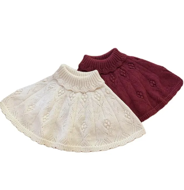 Ivy42201A Invierno niñas niños color sólido suéter de punto Niño niñas nuevo poncho de Navidad