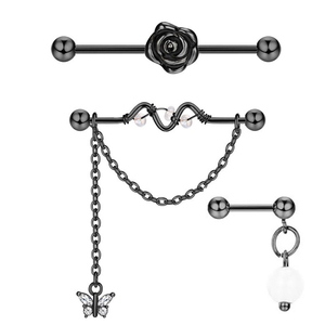 1pcs Pendentif cœur papillon en acier inoxydable noir avec pierre principale en zircon <span class=keywords><strong>Bijoux</strong></span> de <span class=keywords><strong>piercing</strong></span> pour pont d'oreille - Product Image 3