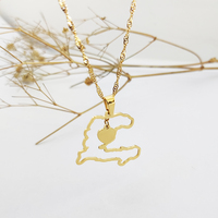 Collier Haïti Collares De Acero Inoxidable Para Mujer Carte Pendentif Collier Bijoux De Mode Haïti Carte Collier