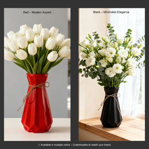 Vaso da <span class=keywords><strong>Fiori</strong></span> <span class=keywords><strong>in</strong></span> <span class=keywords><strong>Plastica</strong></span> Ecologica Sfaccettato, Leggero e Infrangibile <span class=keywords><strong>per</strong></span> Arredamento Casa - Product Image 4