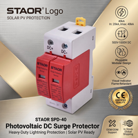 Parafoudre DC T2 1000V 800V 600V 500V 20KA 40KA 2P pour protection contre les surtensions solaires photovoltaïques